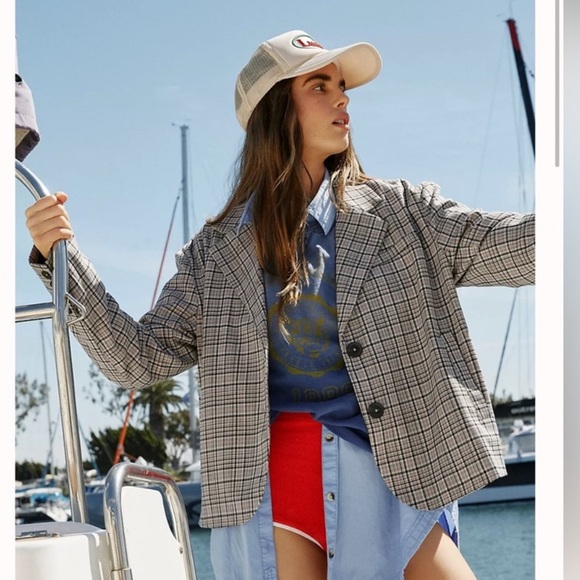 Free People We The Free Cali Plaid Blazer - Picture 2 of 8